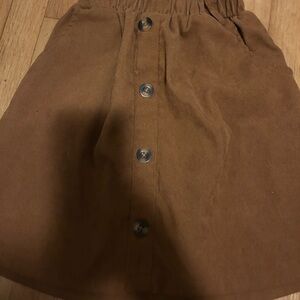 Brown Corduroy Button-Front Skirt